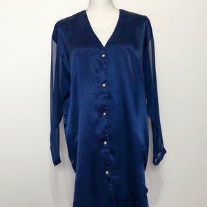Victoria’s Secret Gold Label Navy Blue Mid Length Vintage Satin Gown